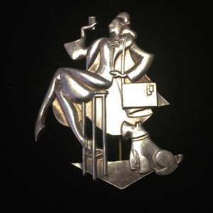 Vintage silver metal brooch